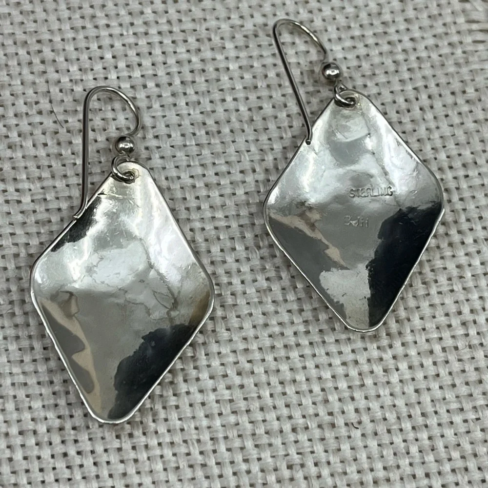 Handmade Vintage Sterling Silver Earrings | 90s Artisan Design - Picture 10 of 16